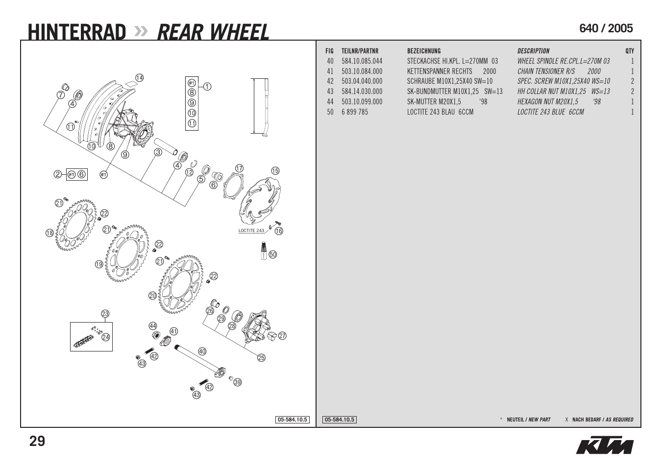 Hinterrad, Rear wheel | KTM Supermoto 640 LC4 User Manual | Page 31 / 40