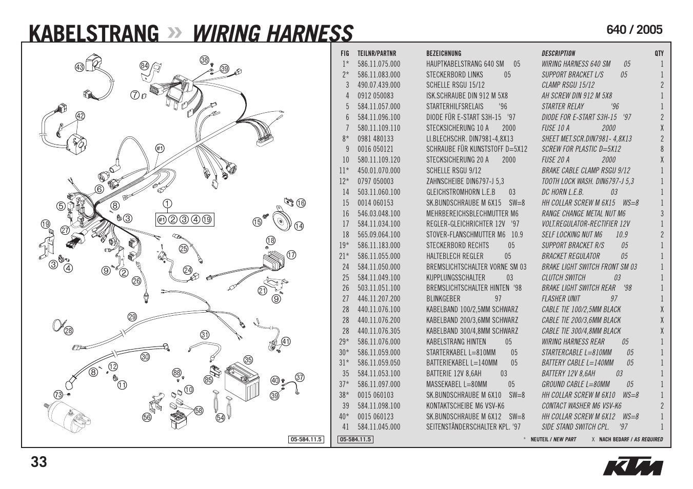 Kabelstrang, Wiring harness | KTM Supermoto 640 LC4 User Manual | Page 35 / 40