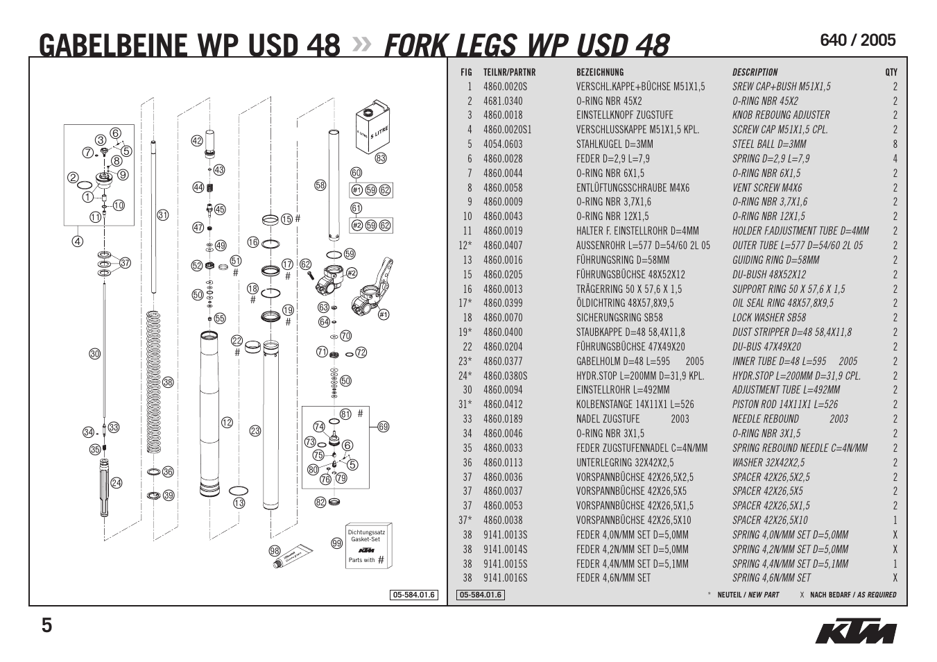 Gabelbeine wp usd 48, Fork legs wp usd 48, Gn go | Hq ht, Ftgm, Di ht | KTM Supermoto 640 LC4 User Manual | Page 7 / 40