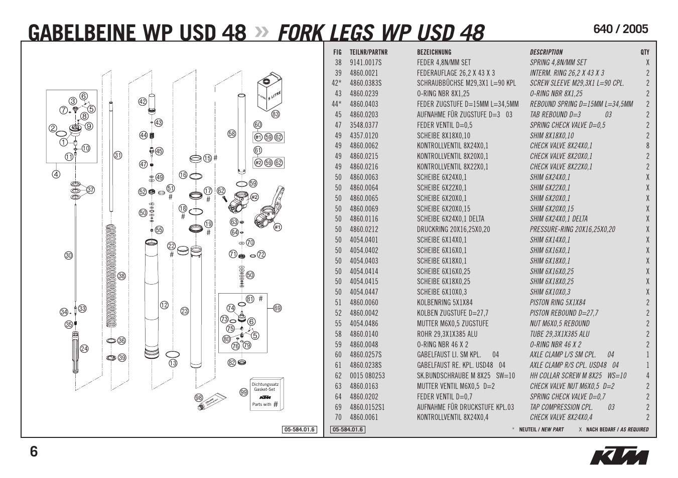 Gabelbeine wp usd 48, Fork legs wp usd 48 | KTM Supermoto 640 LC4 User Manual | Page 8 / 40