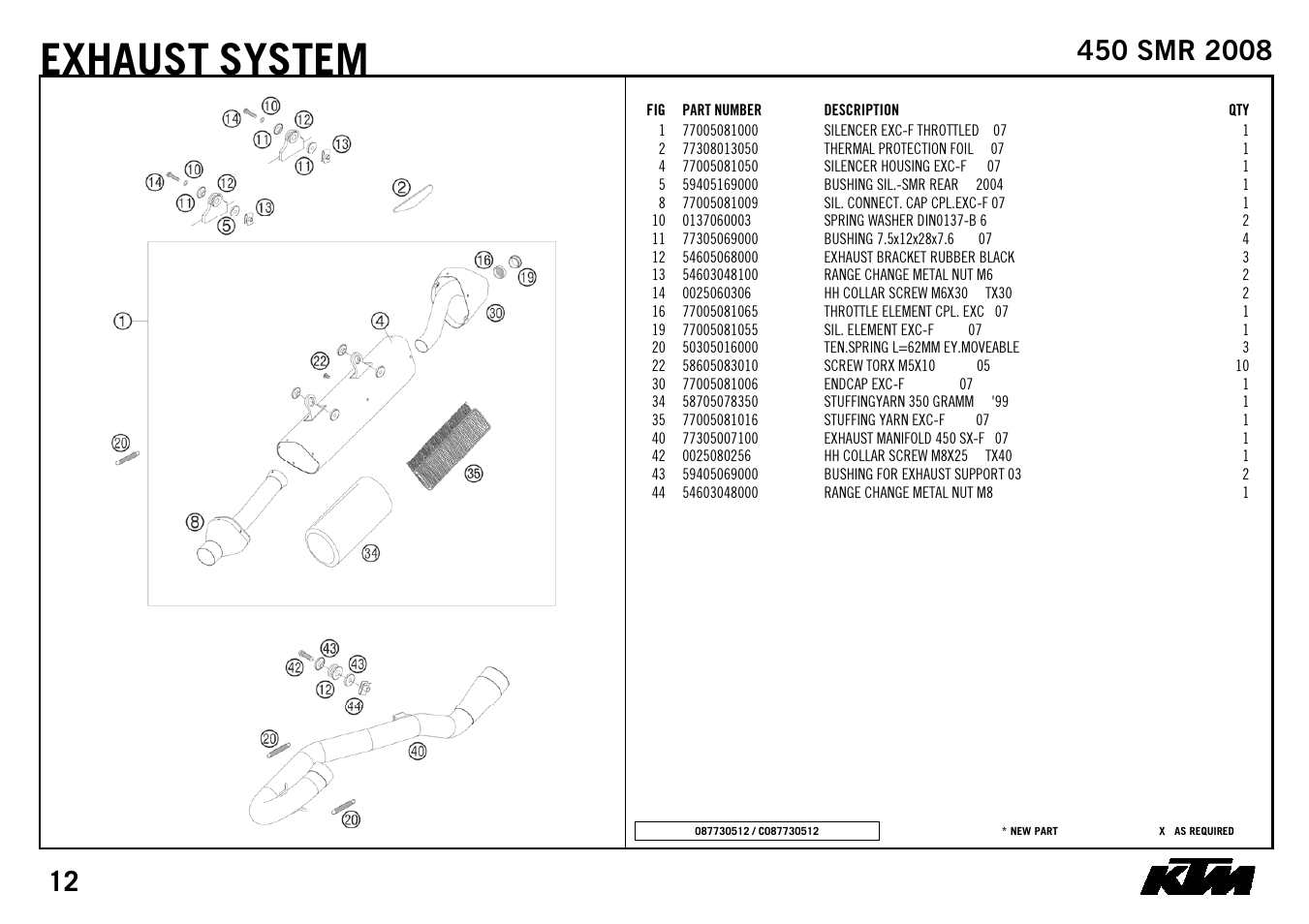 Exhaust system | KTM 450 SMR 2008 User Manual | Page 14 / 28
