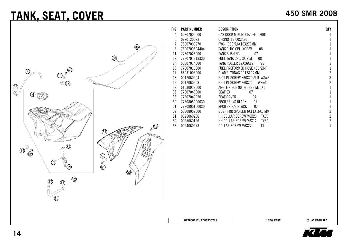 Tank, Seat, cover | KTM 450 SMR 2008 User Manual | Page 16 / 28