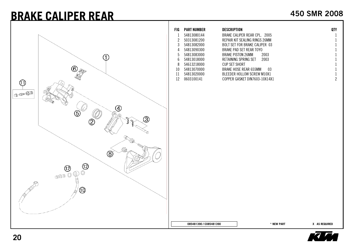 Brake, Caliper, Rear | KTM 450 SMR 2008 User Manual | Page 22 / 28