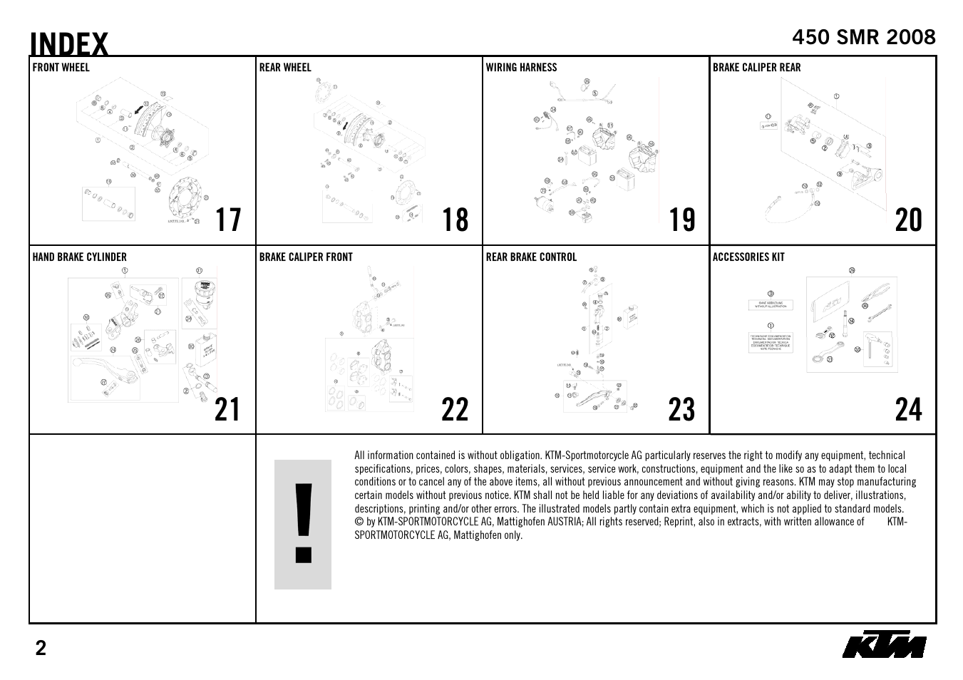 Index, 17 x, 18 x | 19 x, 20 x, 21 x, 22 x, 23 x, 24 x | KTM 450 SMR 2008 User Manual | Page 4 / 28