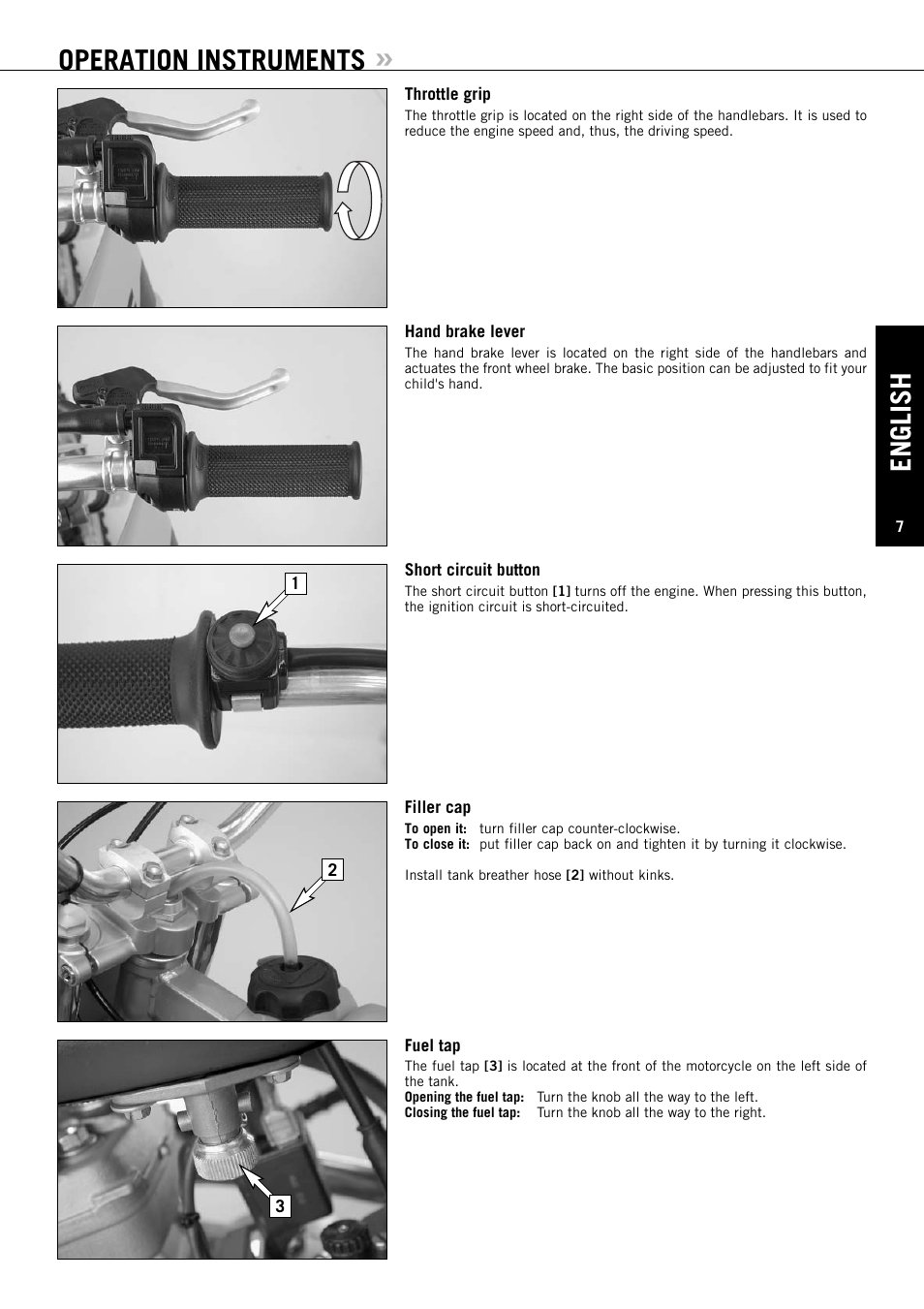 English, Operation instruments | KTM 50 SX JUNIOR User Manual | Page 8 / 42