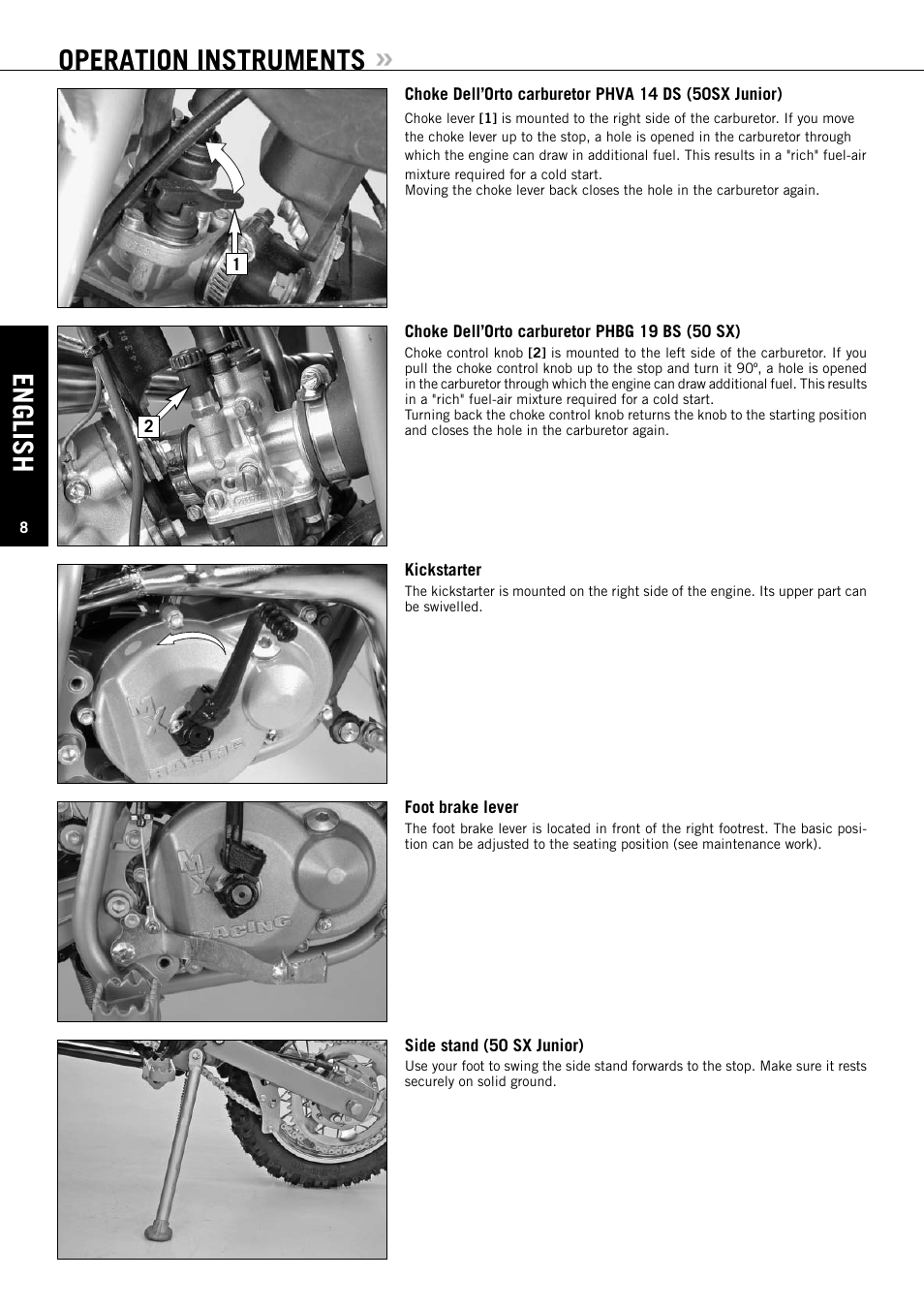 English, Operation instruments | KTM 50 SX JUNIOR User Manual | Page 9 / 42