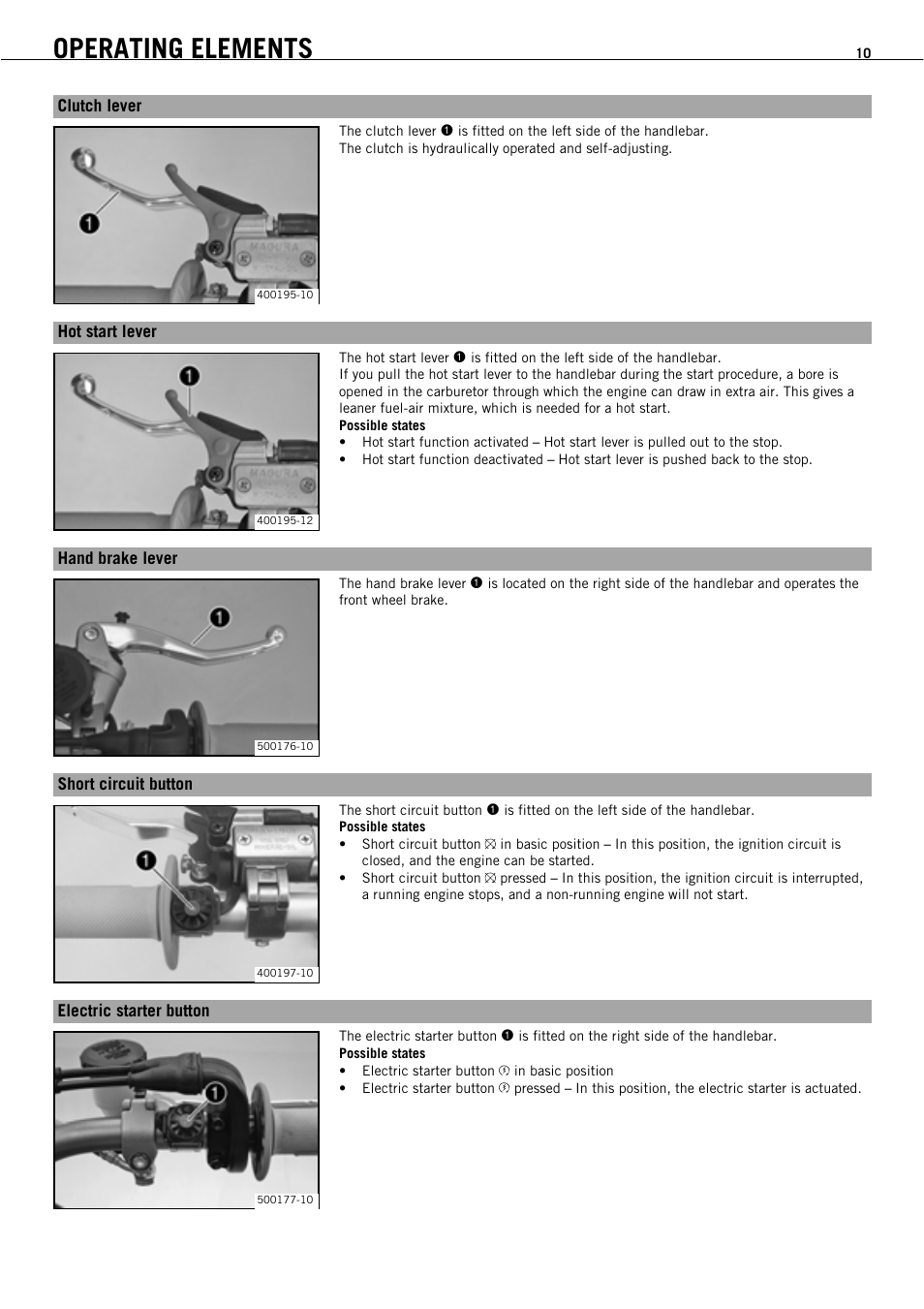 Operating elements | KTM 450 SMR User Manual | Page 12 / 91