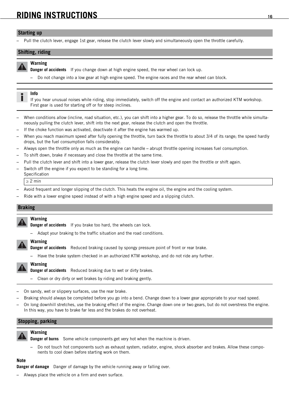 Riding instructions | KTM 450 SMR User Manual | Page 18 / 91