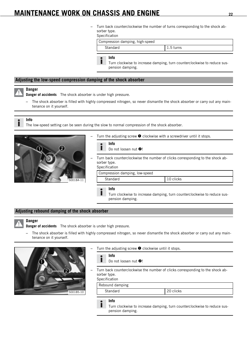 Maintenance work on chassis and engine | KTM 450 SMR User Manual | Page 24 / 91