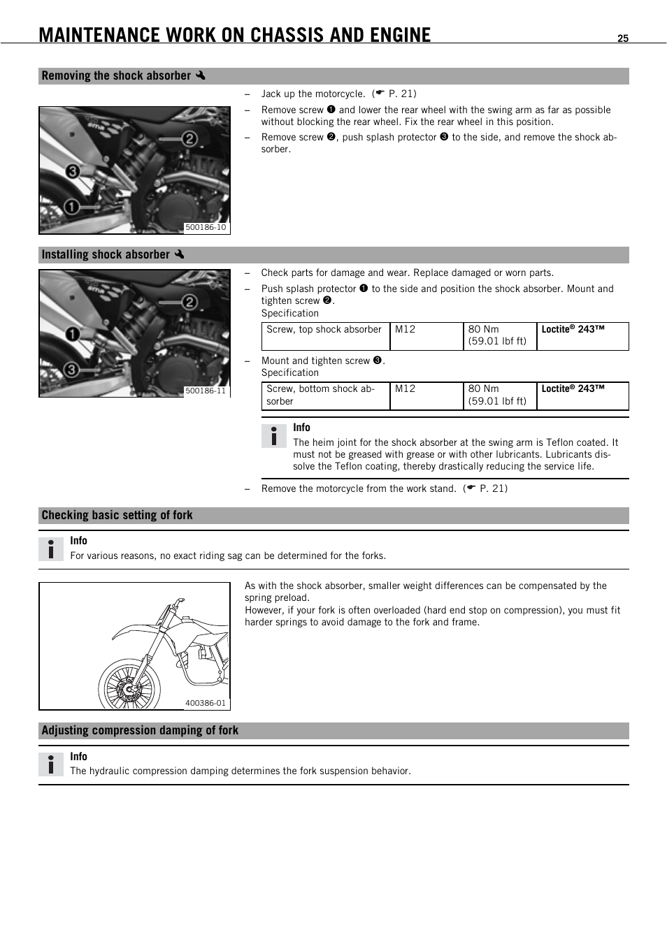 Maintenance work on chassis and engine | KTM 450 SMR User Manual | Page 27 / 91