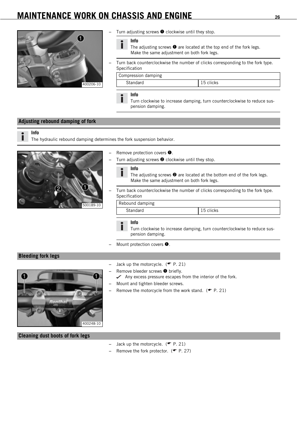 Maintenance work on chassis and engine | KTM 450 SMR User Manual | Page 28 / 91