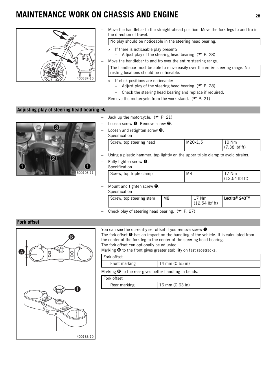 Maintenance work on chassis and engine | KTM 450 SMR User Manual | Page 30 / 91