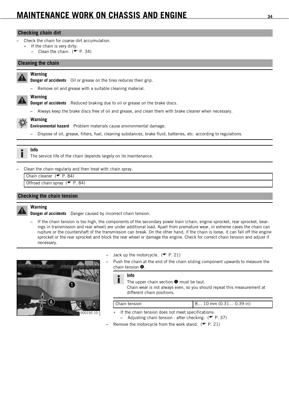 Maintenance work on chassis and engine | KTM 450 SMR User Manual | Page 36 / 91