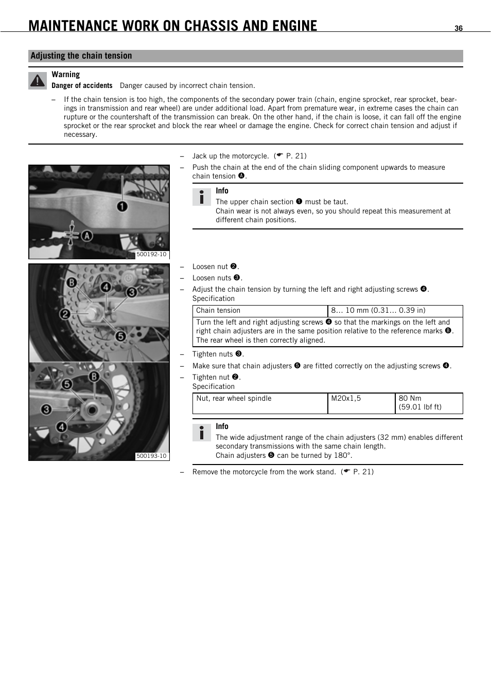 Maintenance work on chassis and engine | KTM 450 SMR User Manual | Page 38 / 91