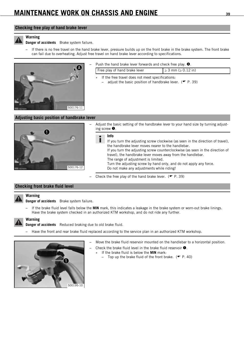 Maintenance work on chassis and engine | KTM 450 SMR User Manual | Page 41 / 91