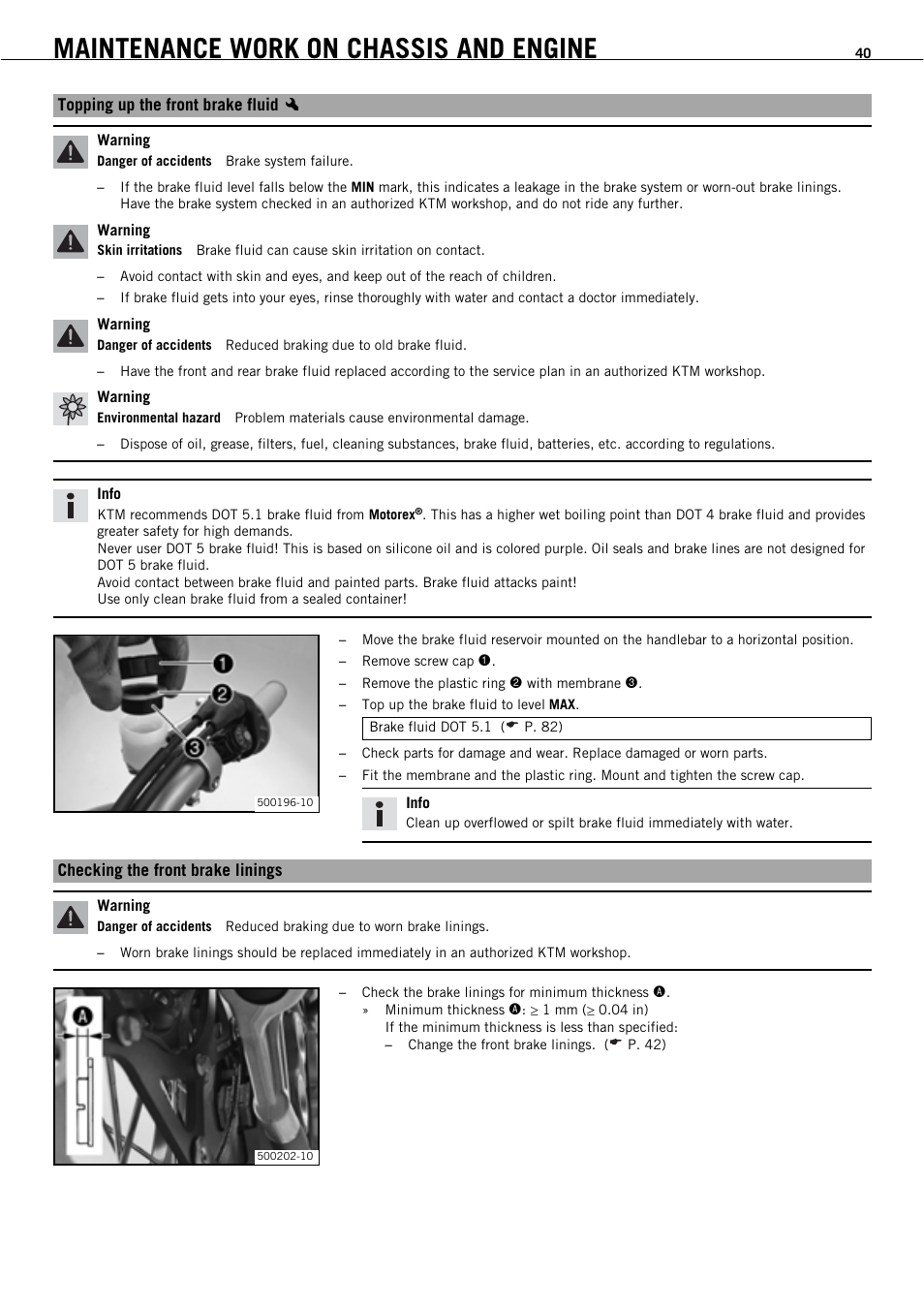 Maintenance work on chassis and engine | KTM 450 SMR User Manual | Page 42 / 91