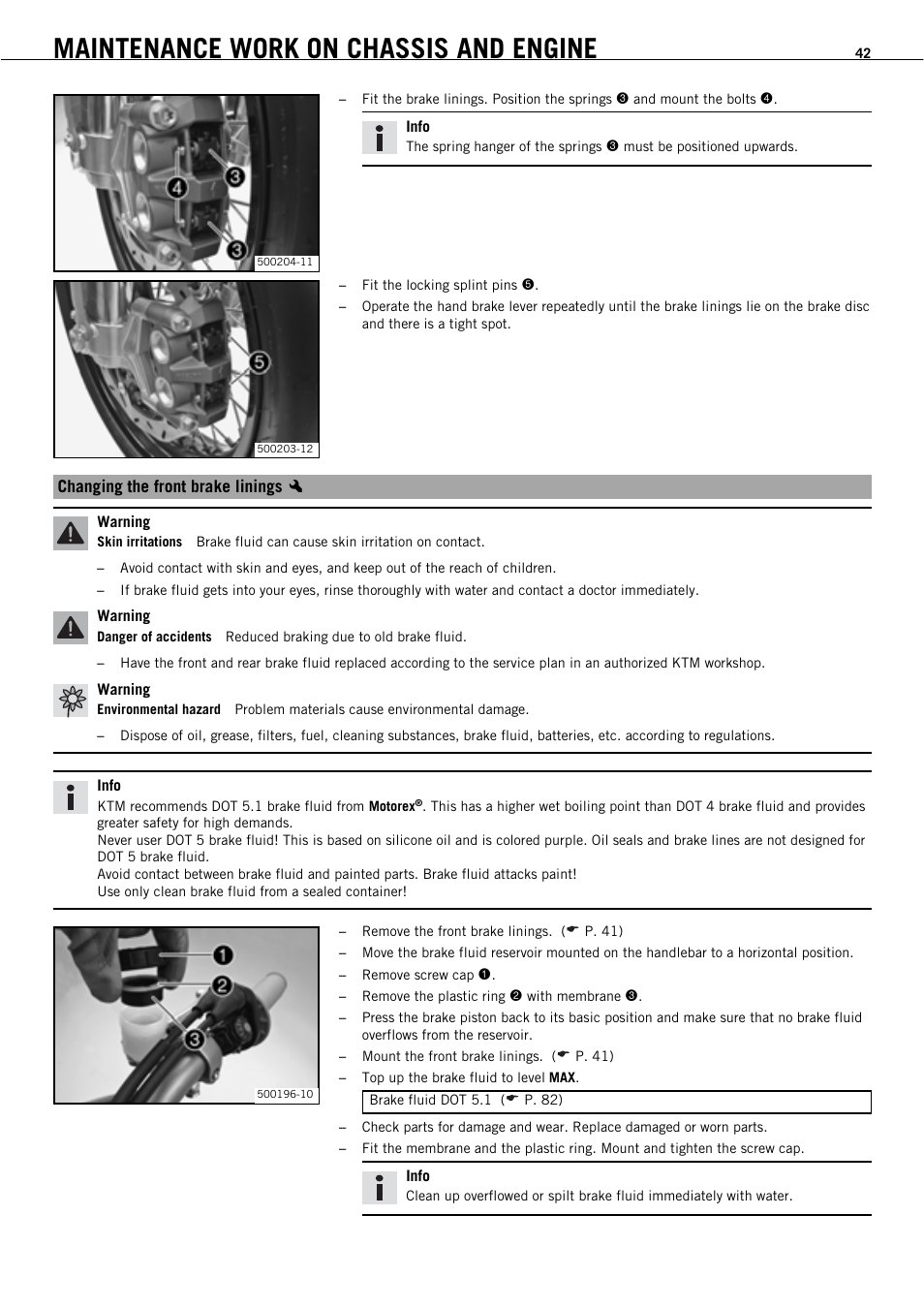 Maintenance work on chassis and engine | KTM 450 SMR User Manual | Page 44 / 91