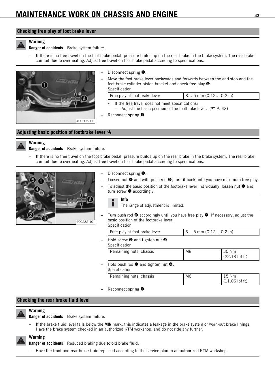 Maintenance work on chassis and engine | KTM 450 SMR User Manual | Page 45 / 91