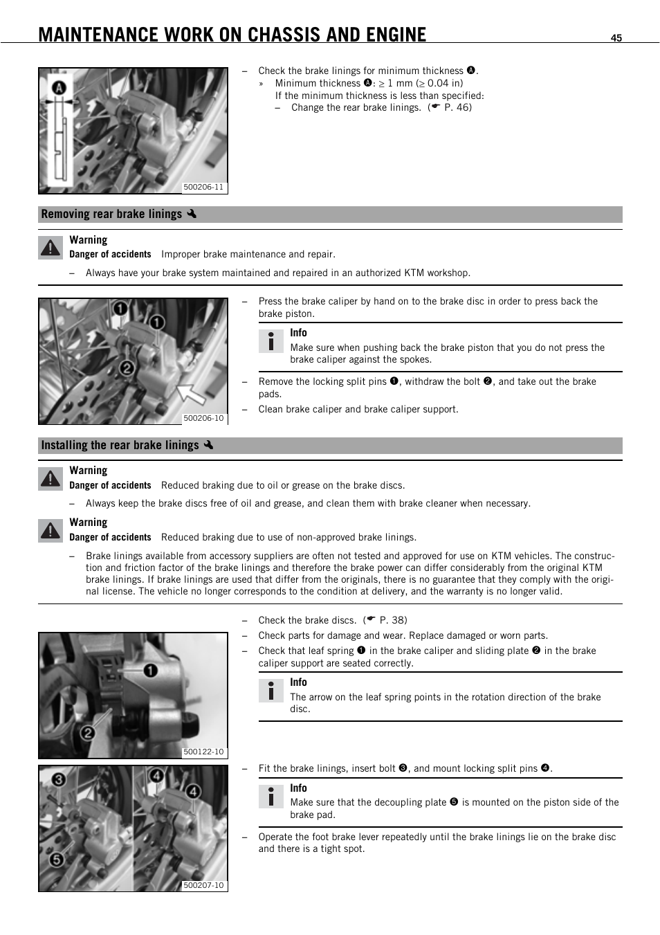 Maintenance work on chassis and engine | KTM 450 SMR User Manual | Page 47 / 91