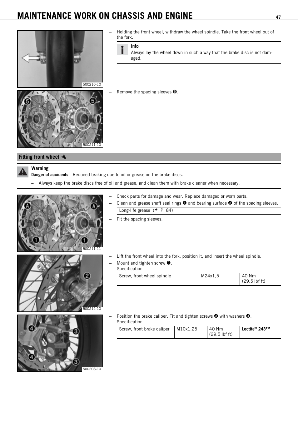 Maintenance work on chassis and engine | KTM 450 SMR User Manual | Page 49 / 91