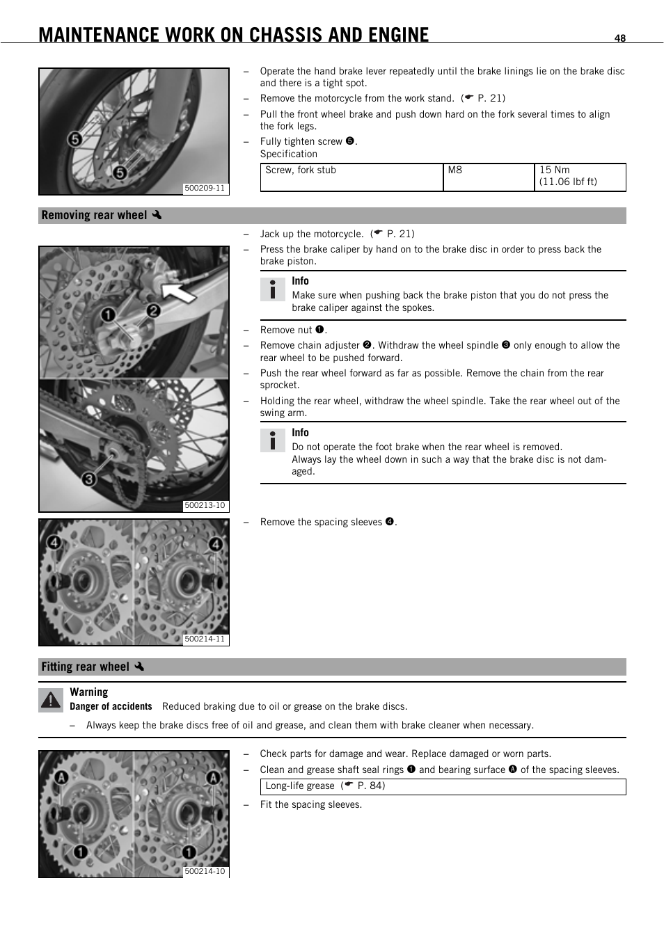 Maintenance work on chassis and engine | KTM 450 SMR User Manual | Page 50 / 91