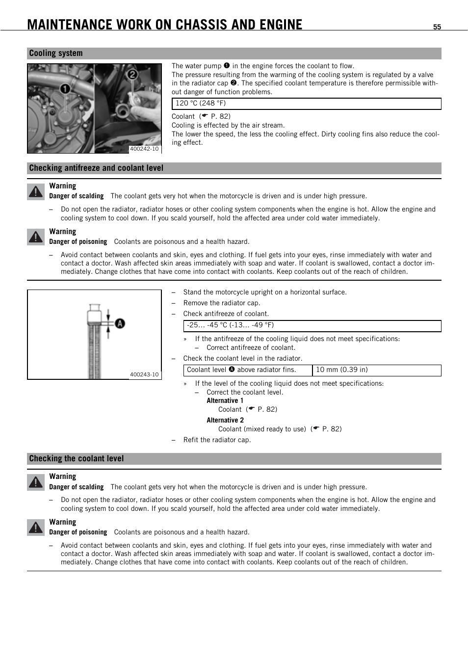 Maintenance work on chassis and engine | KTM 450 SMR User Manual | Page 57 / 91