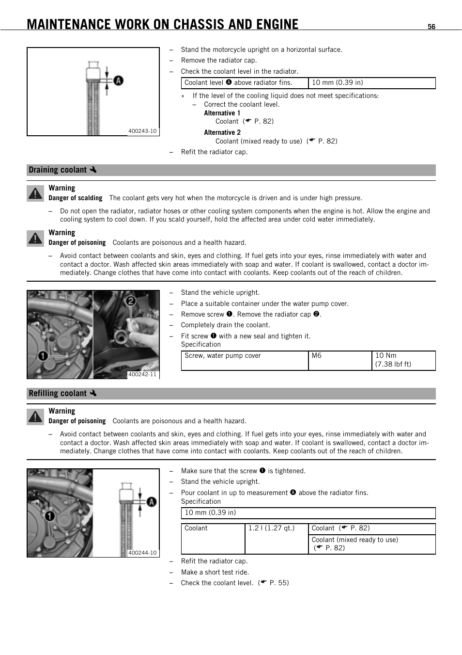 Maintenance work on chassis and engine | KTM 450 SMR User Manual | Page 58 / 91
