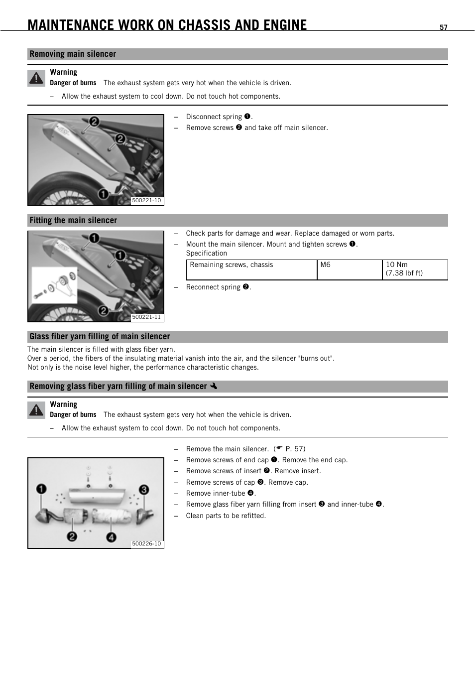 Maintenance work on chassis and engine | KTM 450 SMR User Manual | Page 59 / 91