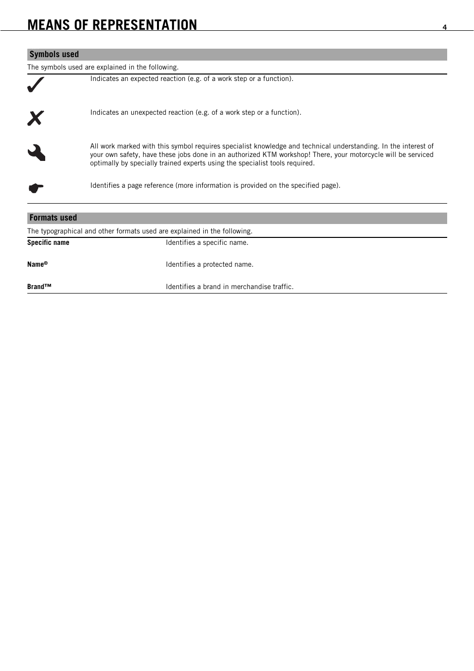 Means of representation | KTM 450 SMR User Manual | Page 6 / 91