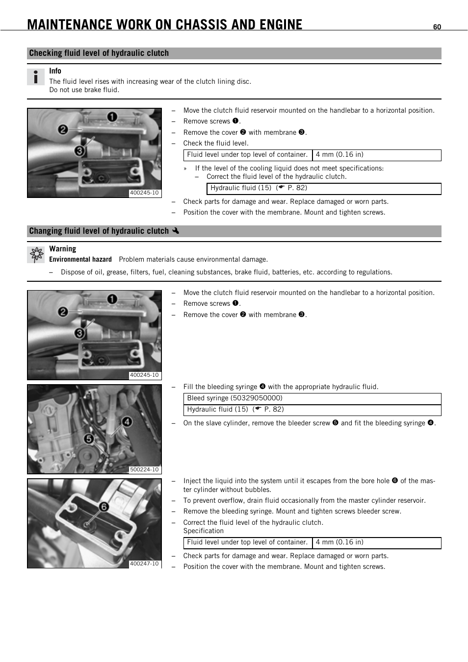 Maintenance work on chassis and engine | KTM 450 SMR User Manual | Page 62 / 91