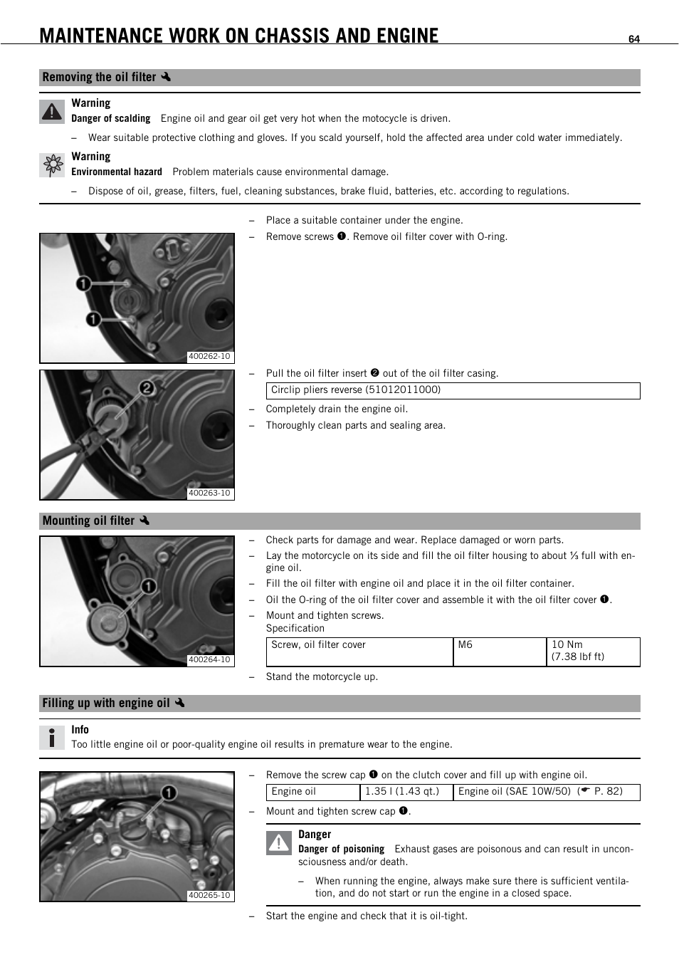 Maintenance work on chassis and engine | KTM 450 SMR User Manual | Page 66 / 91