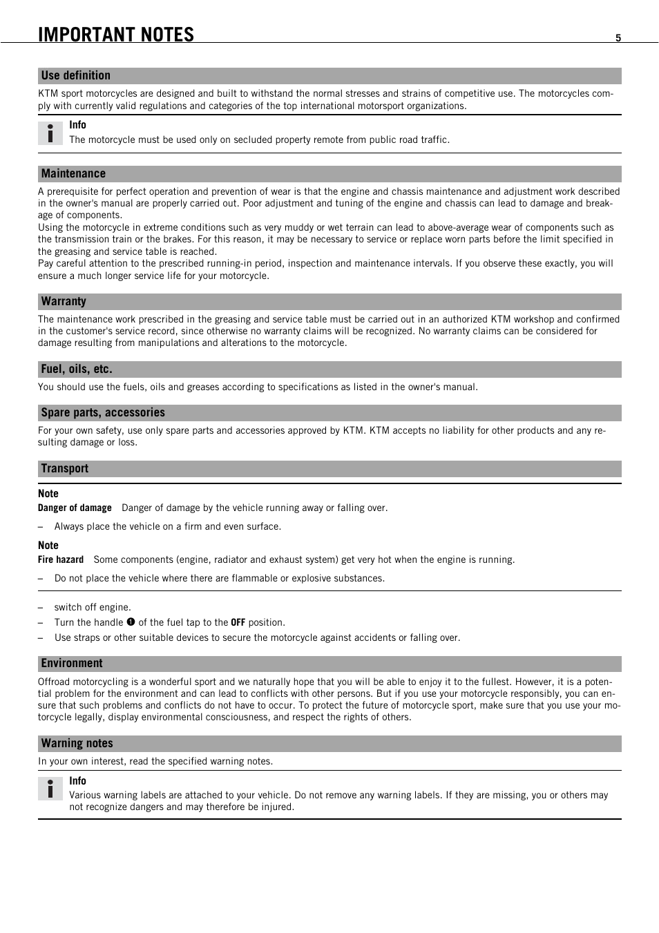 KTM 450 SMR User Manual | Page 7 / 91