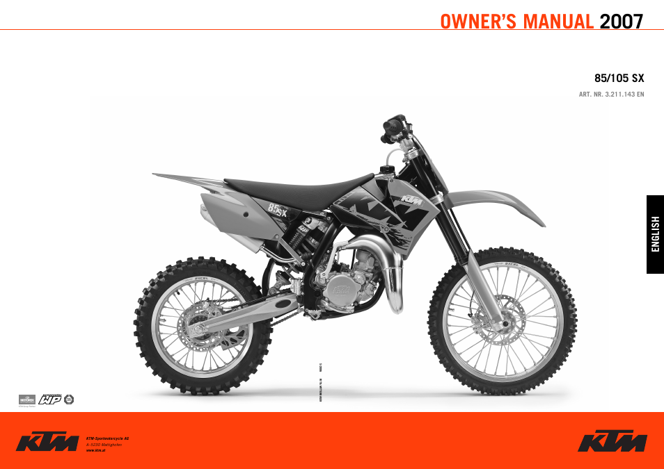 KTM 85/105 SX User Manual | 42 pages