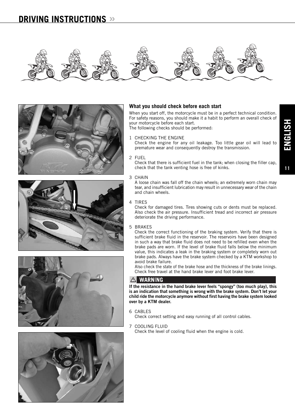 English, Driving instructions | KTM 85/105 SX User Manual | Page 12 / 42