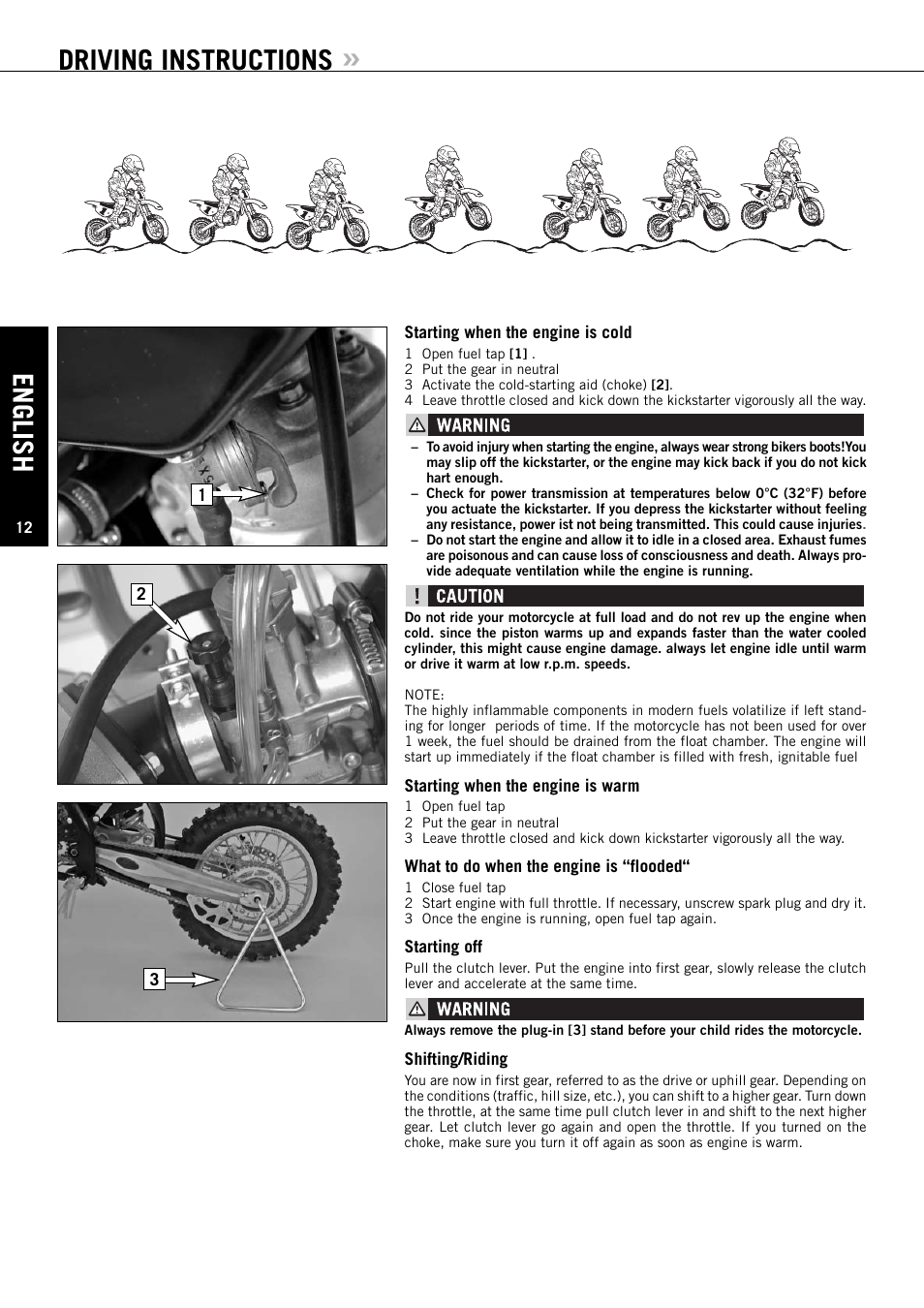 English, Driving instructions | KTM 85/105 SX User Manual | Page 13 / 42