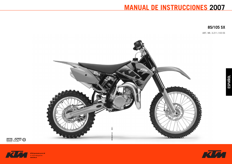 Manual de instrucciones 2007 | KTM 85/105 SX User Manual | Page 42 / 42