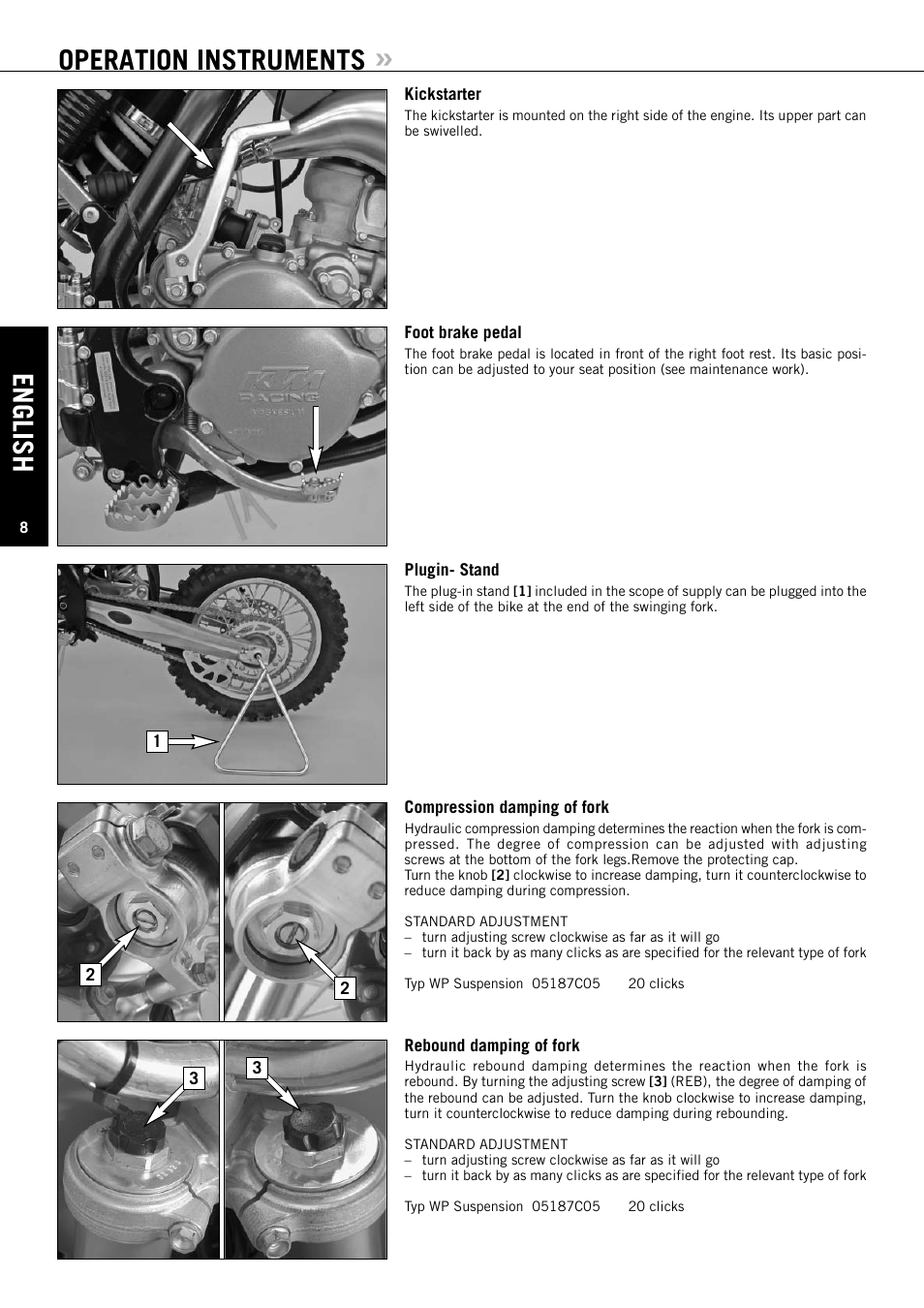 English, Operation instruments | KTM 85/105 SX User Manual | Page 9 / 42