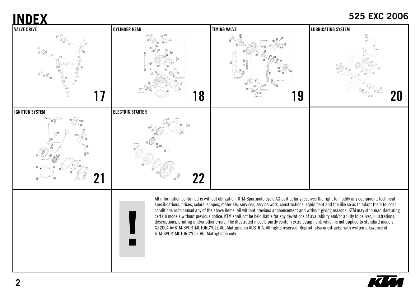 Index, 17 x, 18 x | 19 x, 20 x, 21 x, 22 x | KTM 525 EXC 2006 User Manual | Page 4 / 28