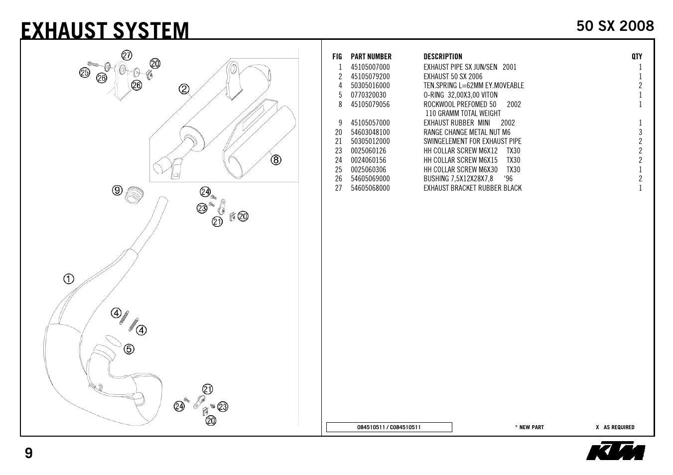 Exhaust system | KTM 50 SX 2008 User Manual | Page 11 / 24