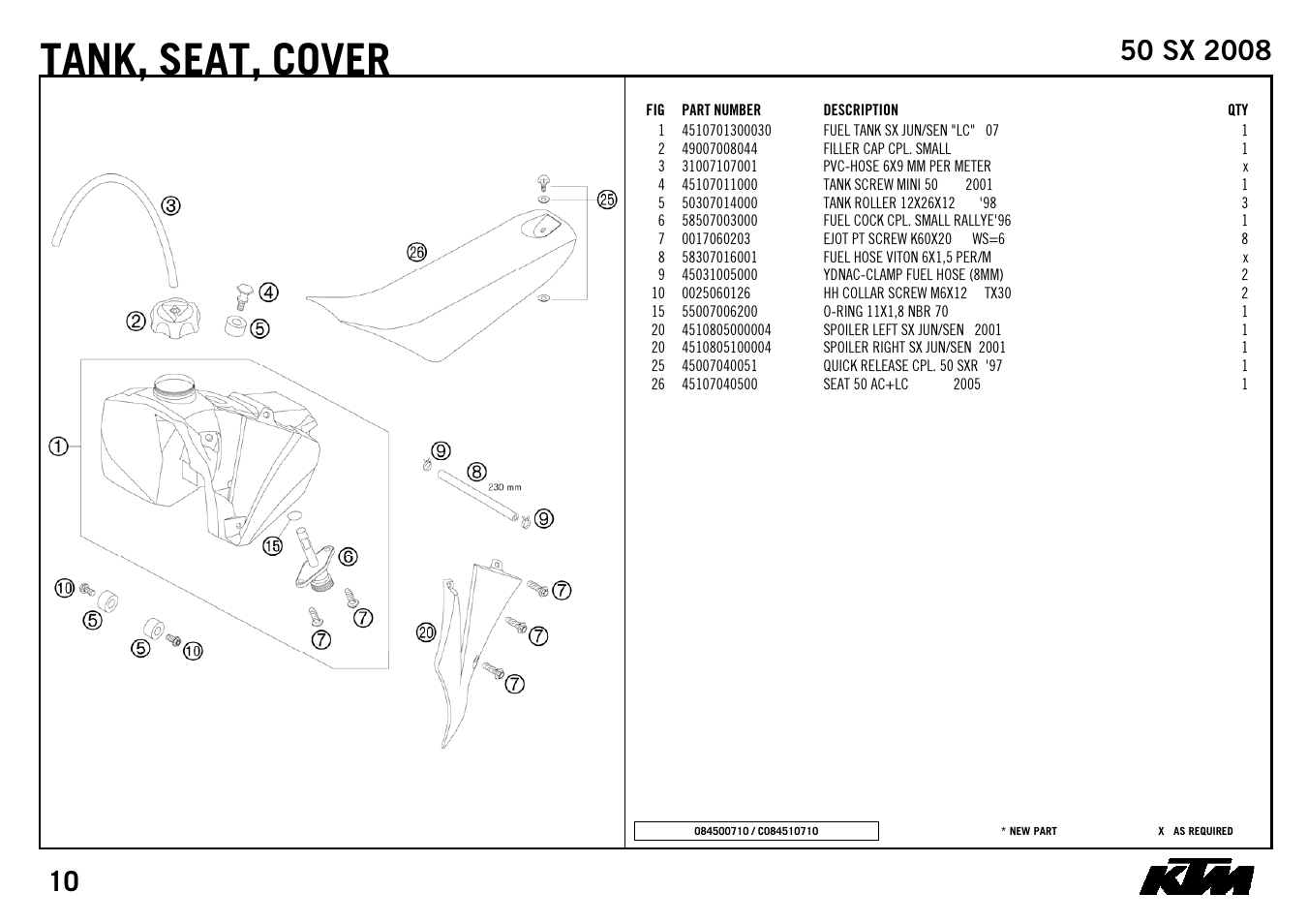 Tank, Seat, cover | KTM 50 SX 2008 User Manual | Page 12 / 24