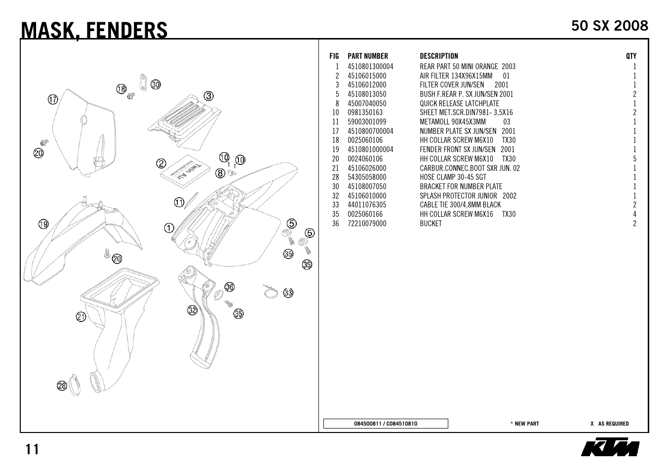 Mask, Fenders | KTM 50 SX 2008 User Manual | Page 13 / 24