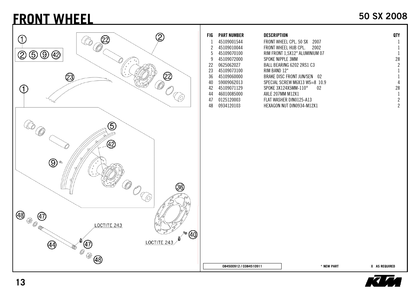 Front, Wheel | KTM 50 SX 2008 User Manual | Page 15 / 24