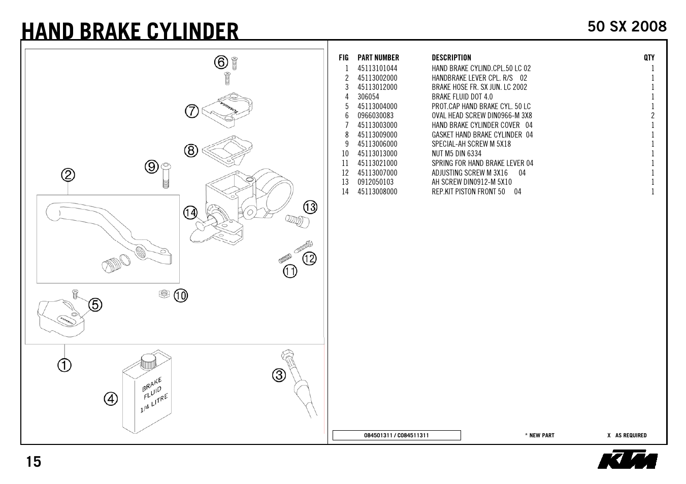 Hand, Brake cylinder | KTM 50 SX 2008 User Manual | Page 17 / 24