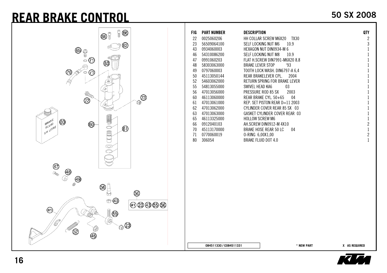 Rear, Brake control | KTM 50 SX 2008 User Manual | Page 18 / 24