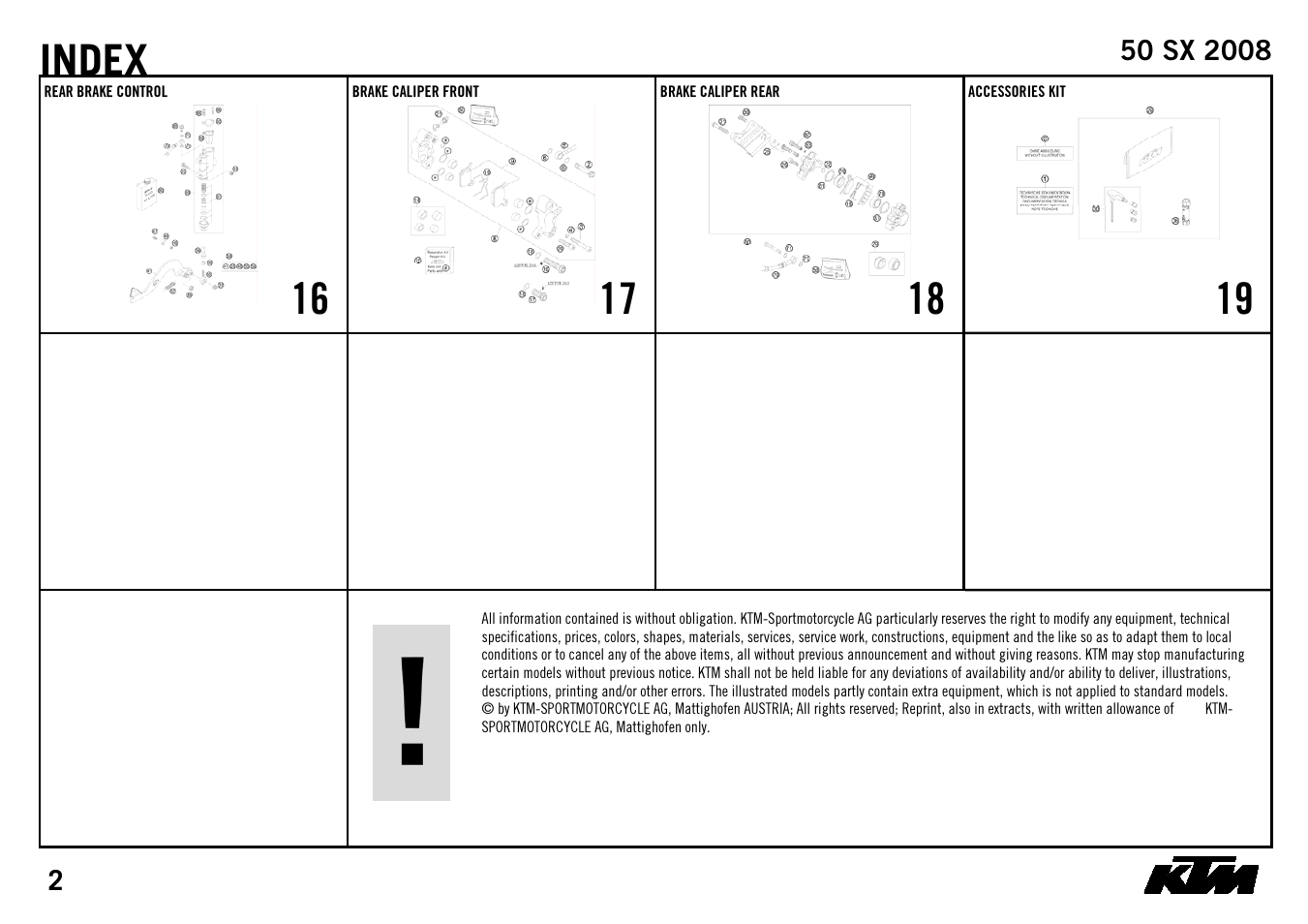 Index, 16 x, 17 x | 18 x, 19 x | KTM 50 SX 2008 User Manual | Page 4 / 24