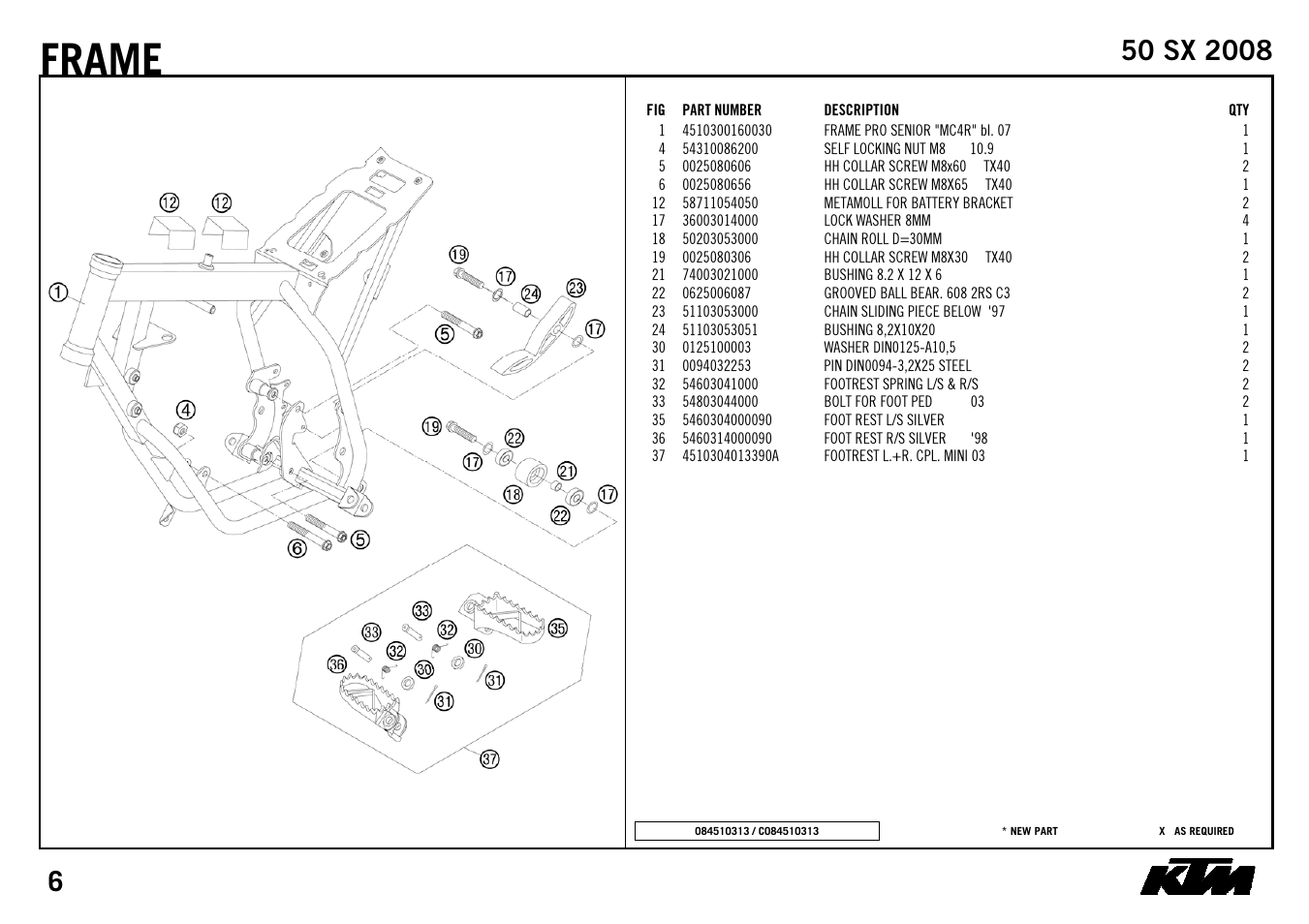 Frame | KTM 50 SX 2008 User Manual | Page 8 / 24