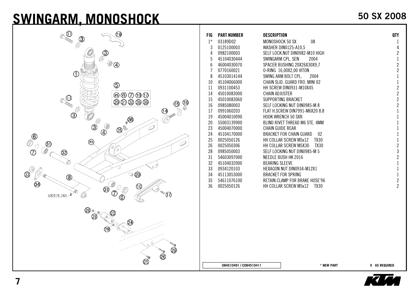 Swingarm, monoshock | KTM 50 SX 2008 User Manual | Page 9 / 24