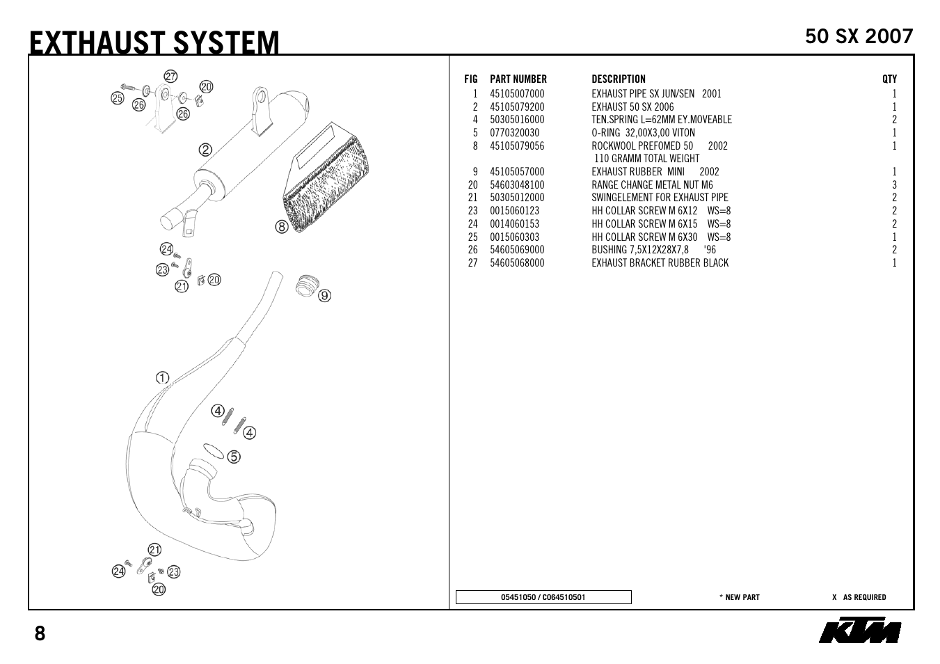 Exthaust system | KTM 50 SX 2007 User Manual | Page 10 / 24