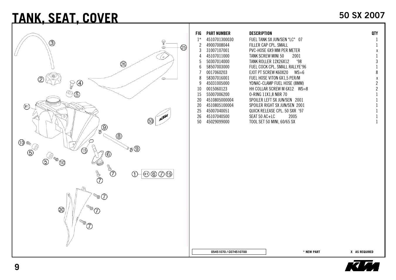 Tank, Seat, cover | KTM 50 SX 2007 User Manual | Page 11 / 24