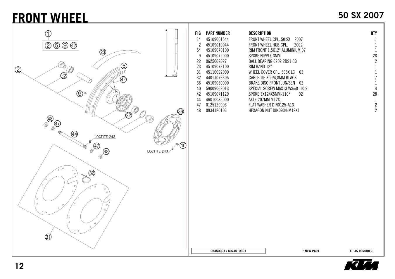 Front, Wheel | KTM 50 SX 2007 User Manual | Page 14 / 24